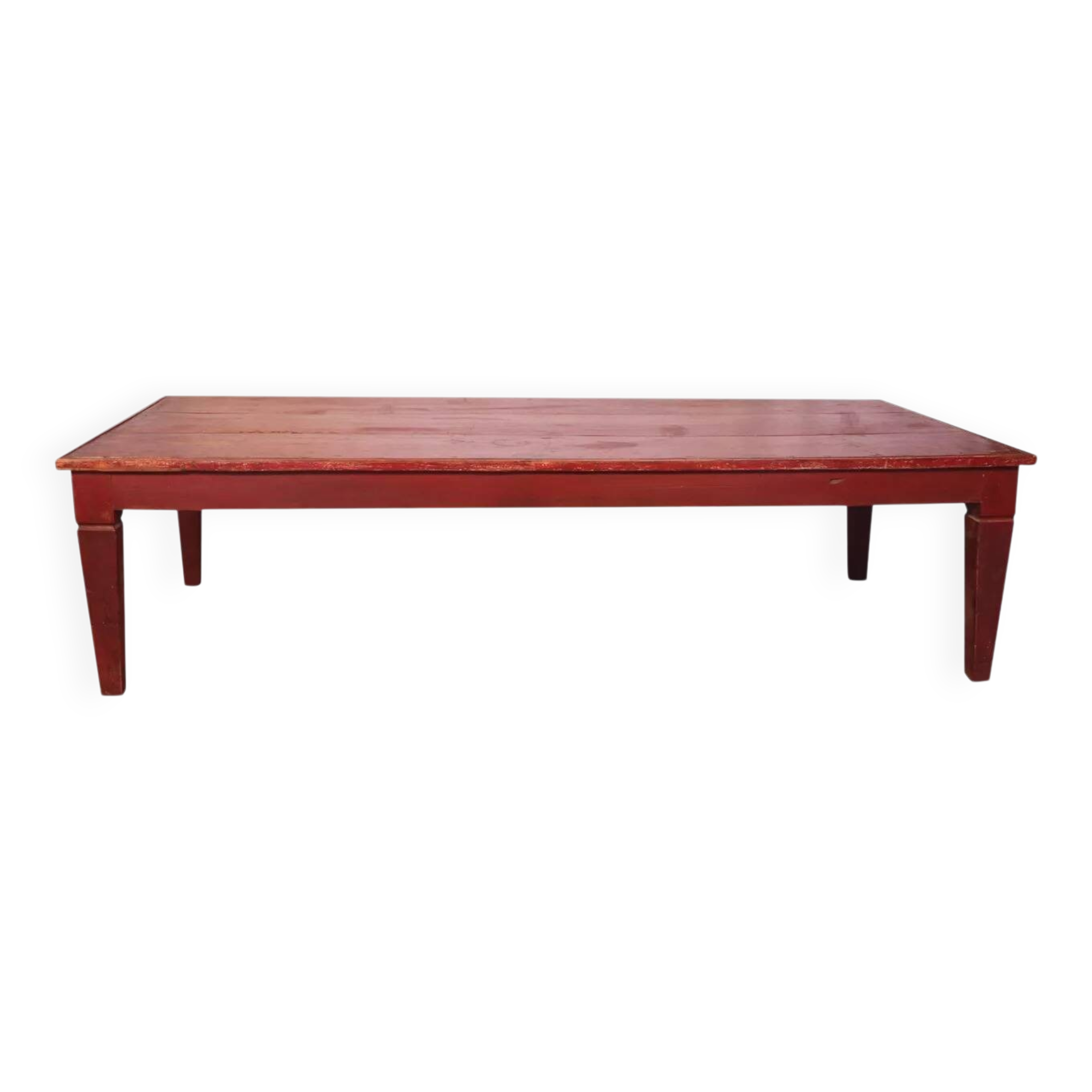 Antique Burmese teak coffee table with original red patina