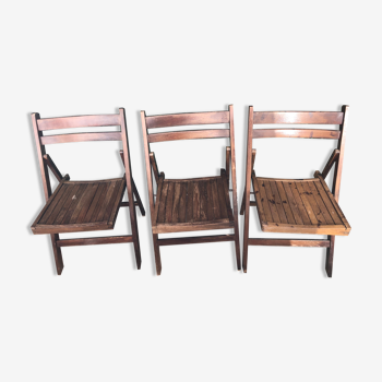 Chaises pliantes en bois vintage
