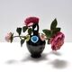 Vintage Black Lacquered Ceramic Tulip Vase Ascribable to Pucci Umbertide, I