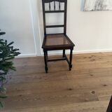 Lot of 4 solid oak chairs with caning in the Henri II style.