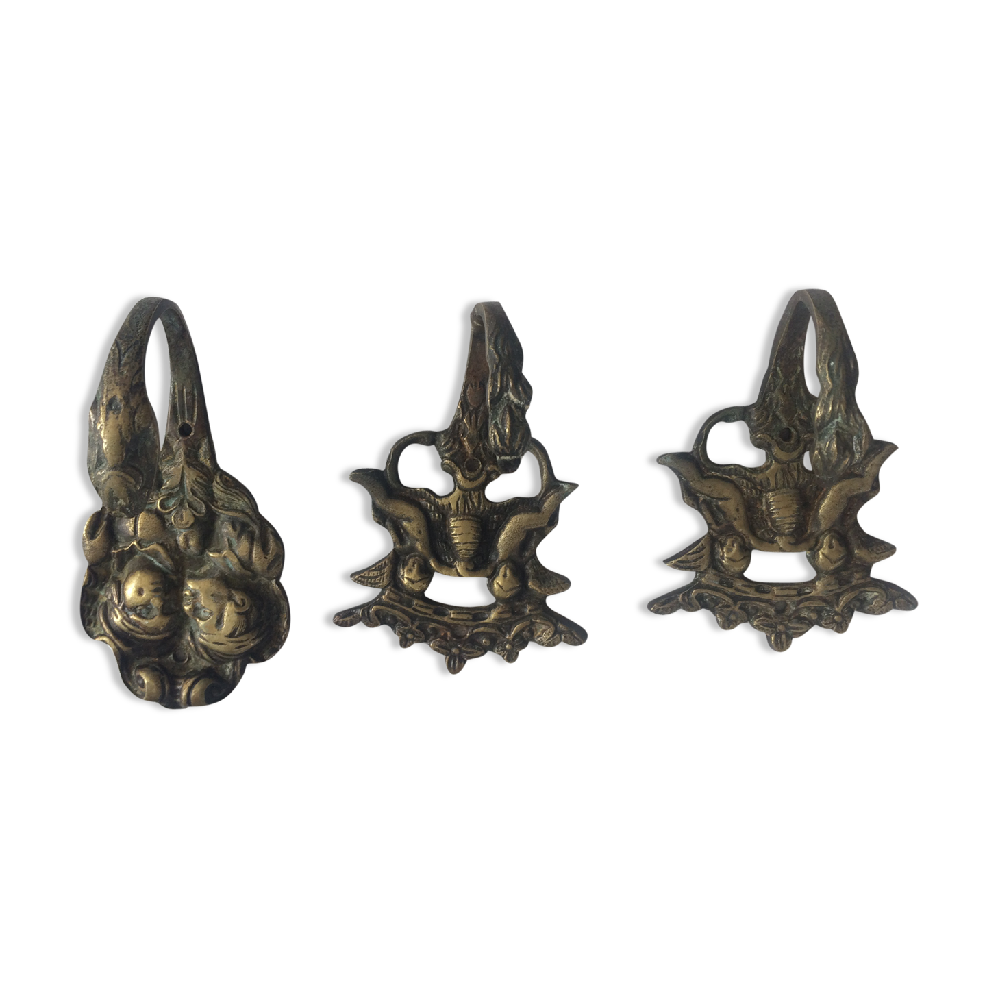 3 old hooks in bronze