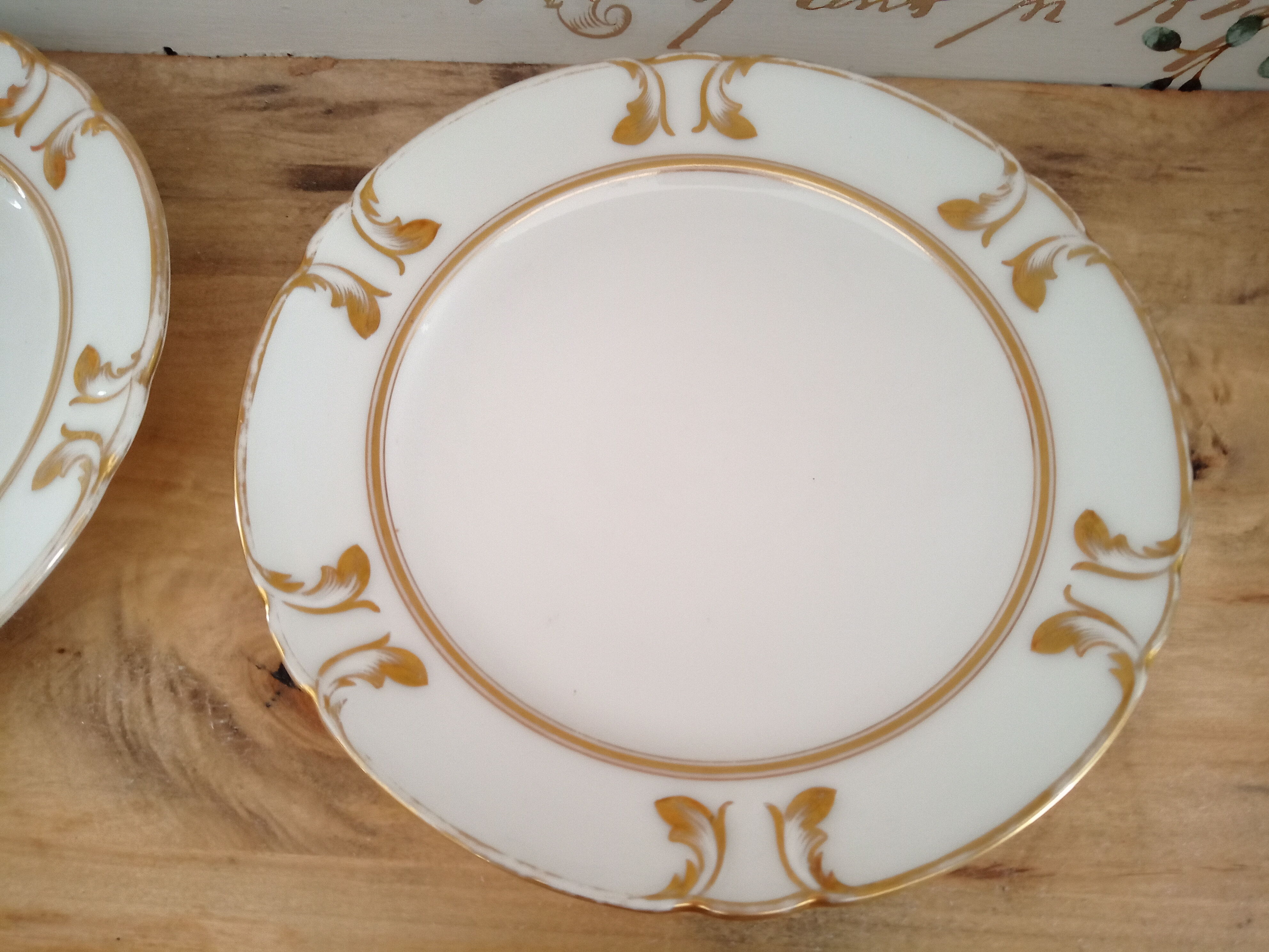 Set of 6 dessert plates or entry golden décor