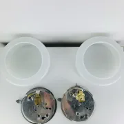 Pair of round opaline wall lights from the 50s/60s, ceiling lights.