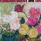 Painting on canvas, bouquet of roses, Georges Rocher
