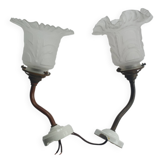 Pair of antique 1930s art deco wall lights