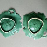 Set of 2 leaf-shaped bowls, Sarreguemines France