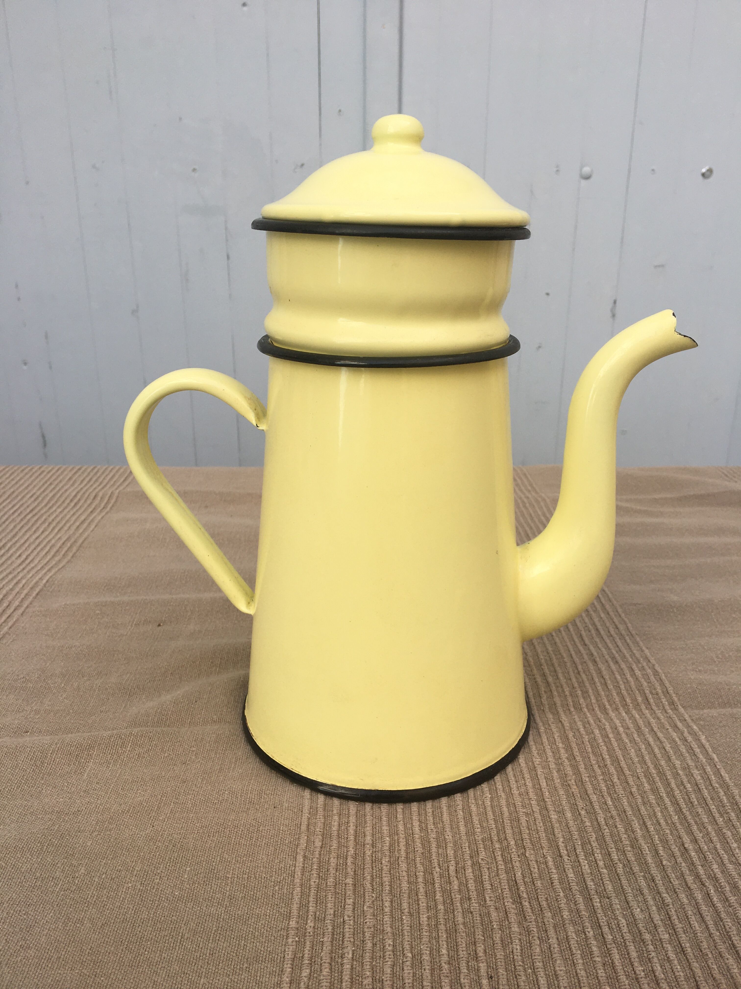 Enamelled sheet metal coffee maker in the year 60