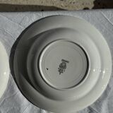 Set of 8 antique turquoise deep plates with a gold rim D22.5