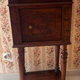 Solid wood stool with marble top