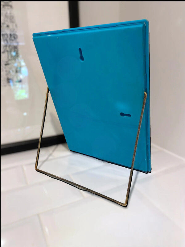 Blue plastic barber mirror made in France vintage