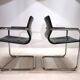 2 leather and chrome metal armchairs Matteo Grassi, 1970