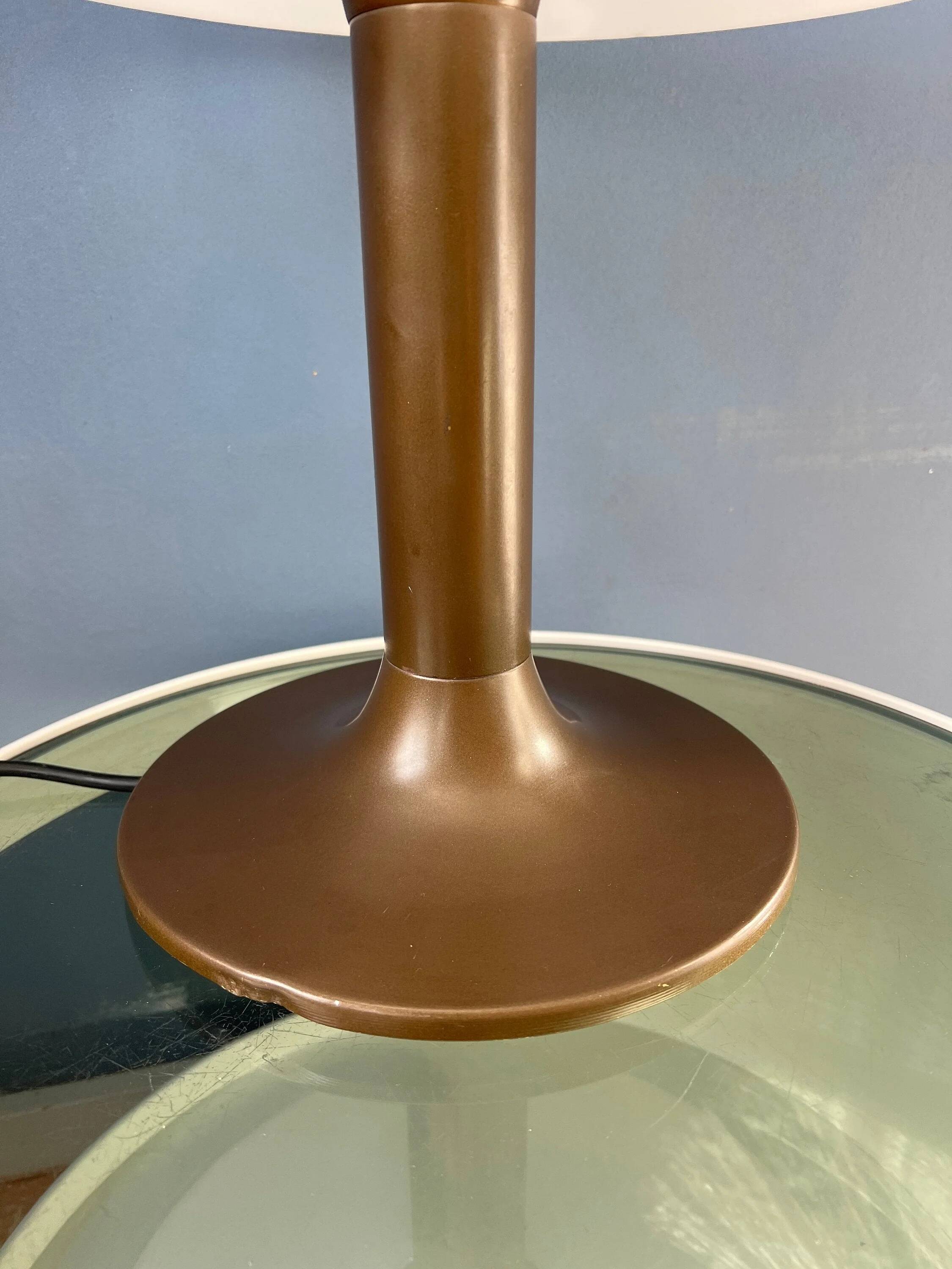 Brown and white Space Age Mid-Century mushroom table lamp