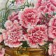 Antique oil painting on cardboard, bouquet of carnations, signed and dated 1899