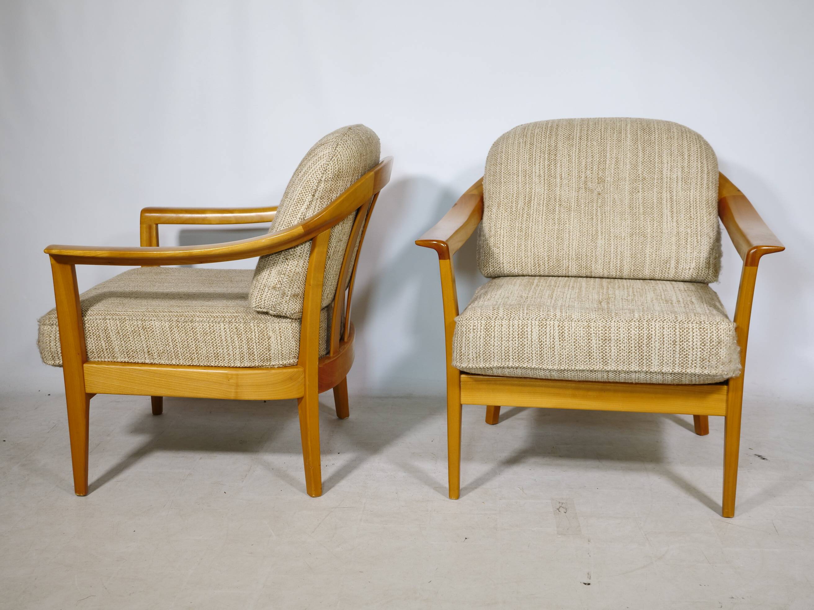 Cherrywood Club Chairs by Klaus Warzecha for Wilhelm Knoll, Set of 2, 1970s
