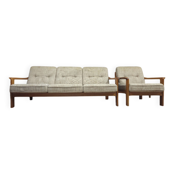 Canapé danois et son fauteuil teck 1970