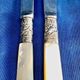 4 antique butter spreading knives in silver-plated metal and mother-of-pearl.