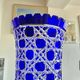 Cobalt blue cut crystal vase "The Great Owls" – Large model on a pedestal