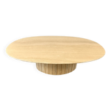 Table basse ovale vintage en travertin, 1970
