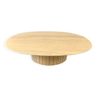 Vintage oval travertine coffee table, 1970s