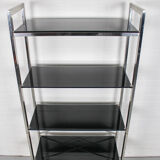 Chrome & smoked glass shelving unit, 1970s