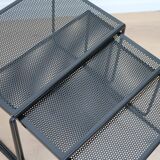 Vintage perforated metal nesting tables 80s