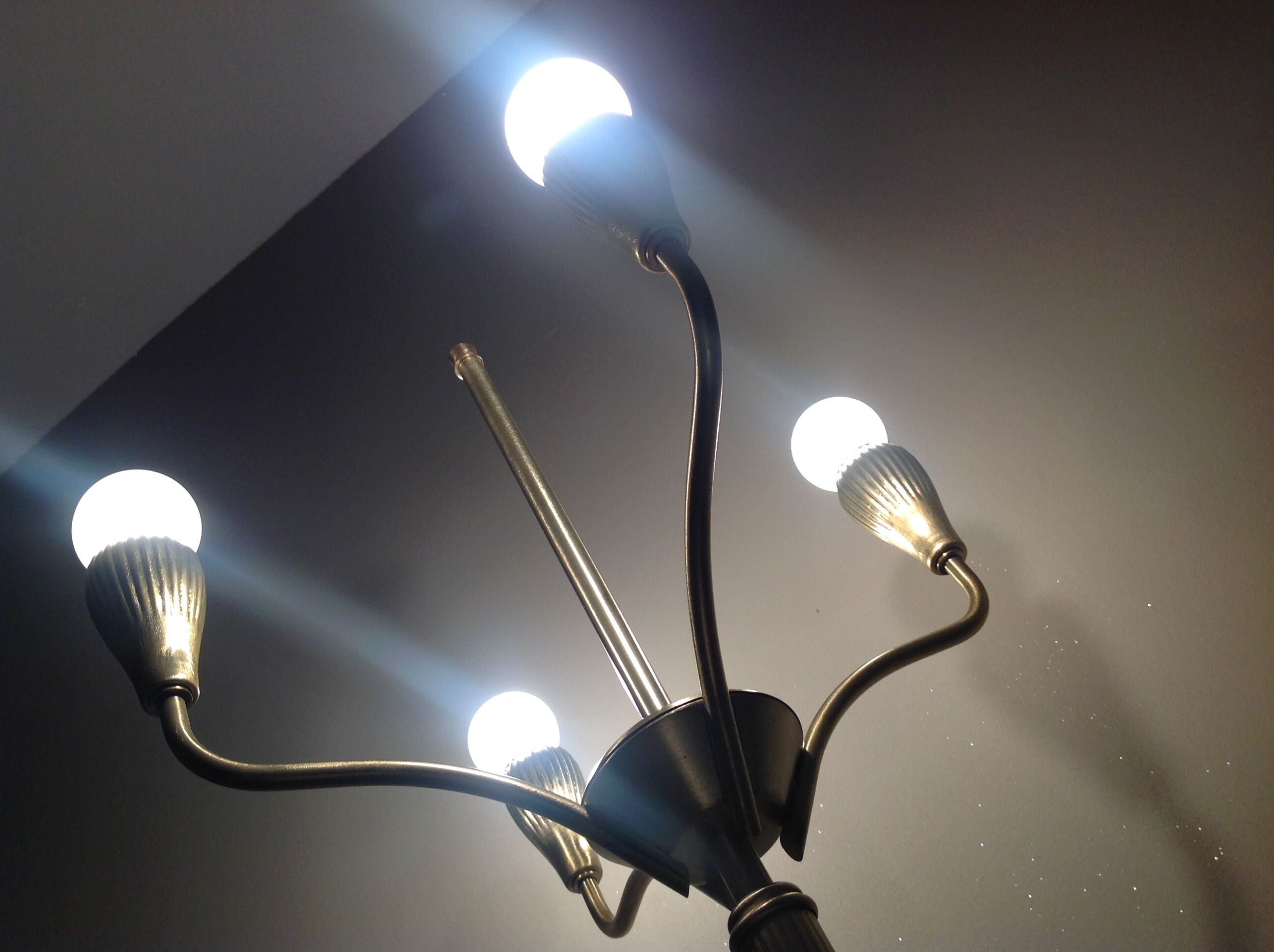 Four-fire retro brushed brass lamppost, 30-40s