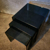 3 nesting coffee tables in smoked glass