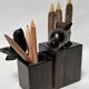 Wooden pencil jar and pens