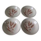 Set of 4 old soup plates decorated with an ear of wheat Atelier d'Art Lunéville