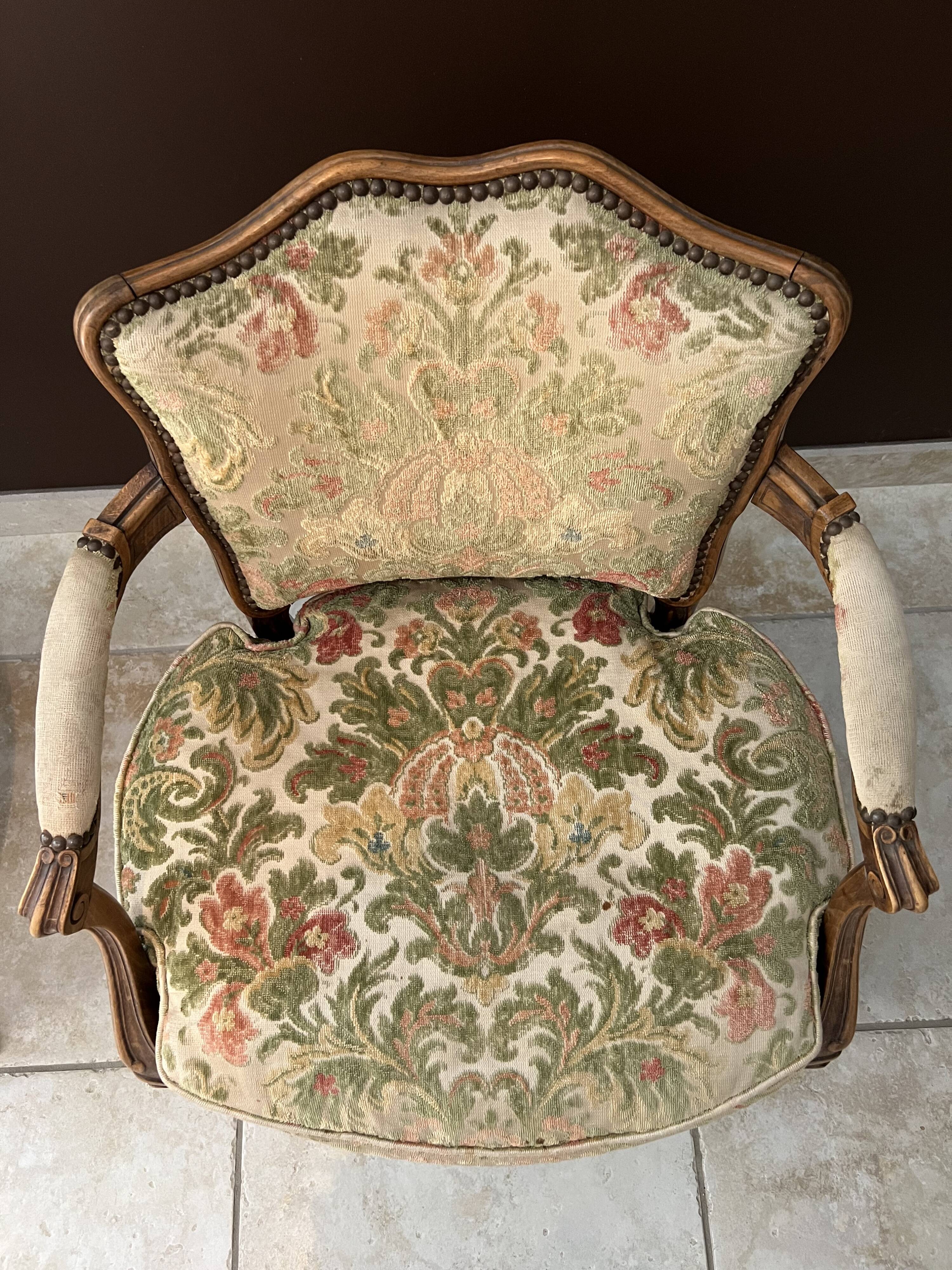 Pair of convertible armchairs, Lous XV style bergères