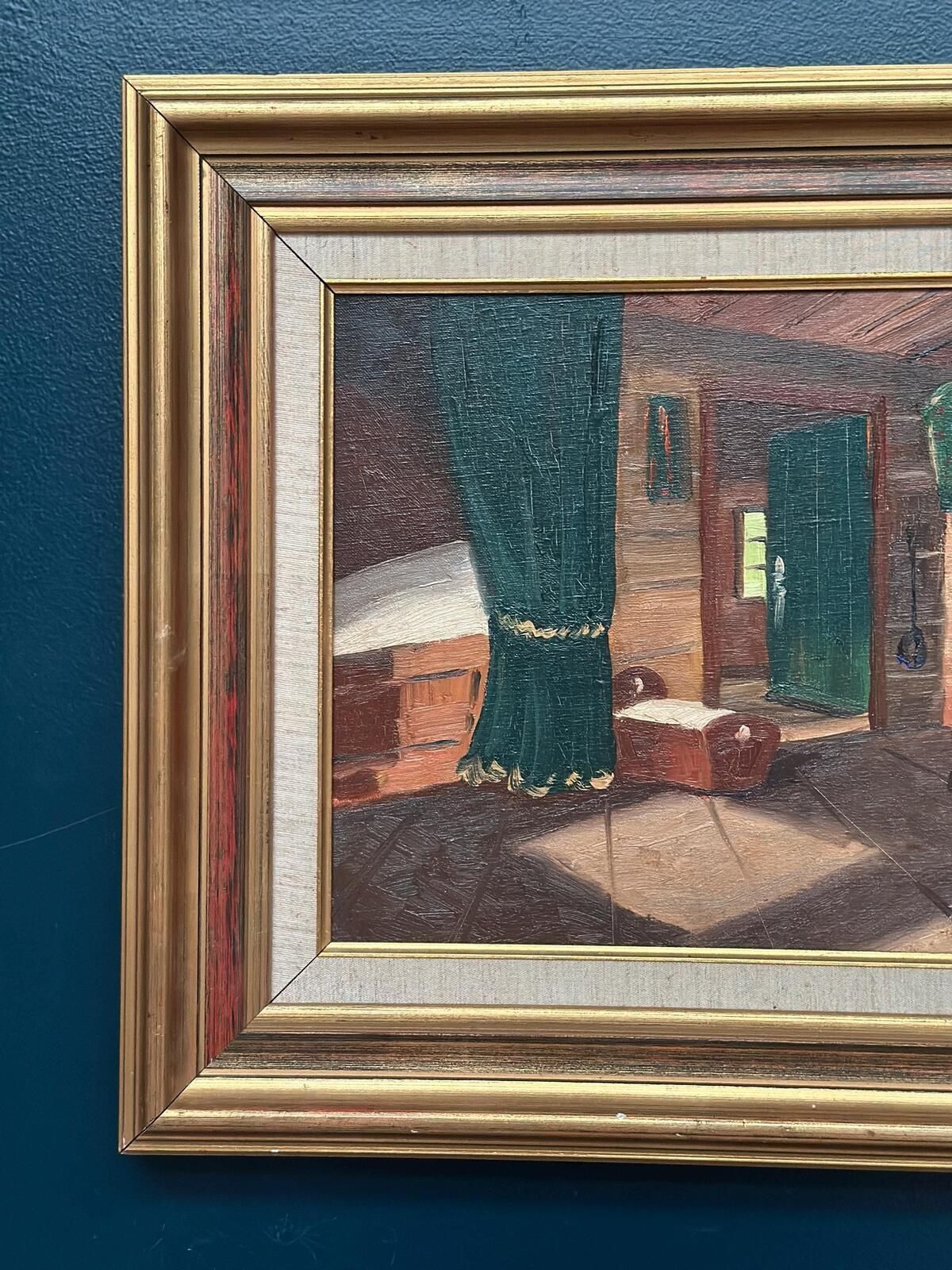 Original Swedish Oil on Canvas – “Interior” by Fritz Jacobson – Signed