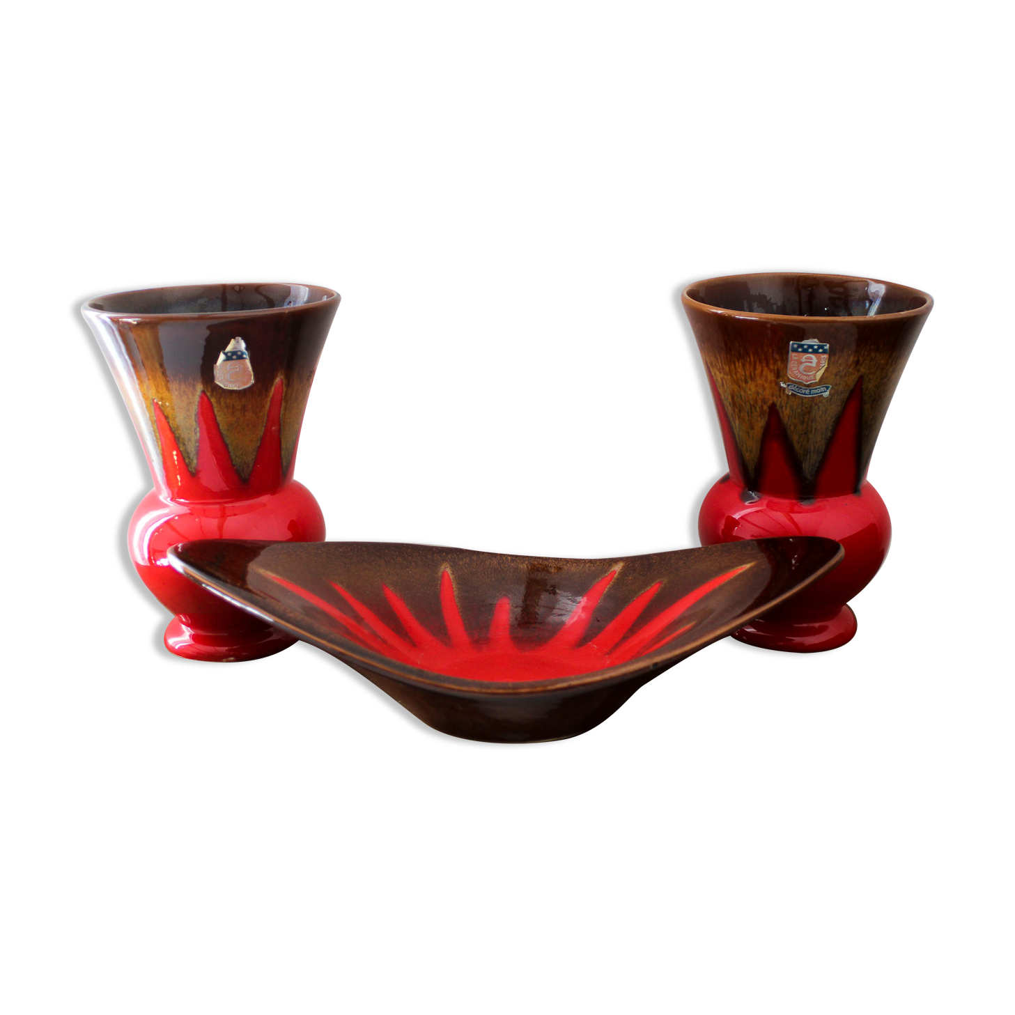 Pair of vases and empty pocket Céramique de Paris