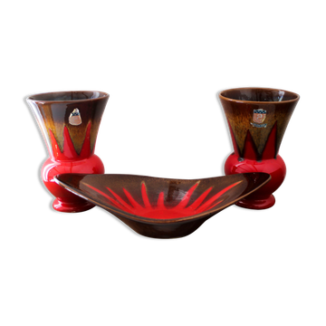 Pair of vases and empty pocket Céramique de Paris