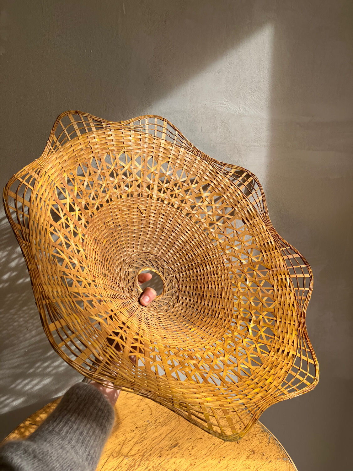 Vintage rattan and wicker pendant light