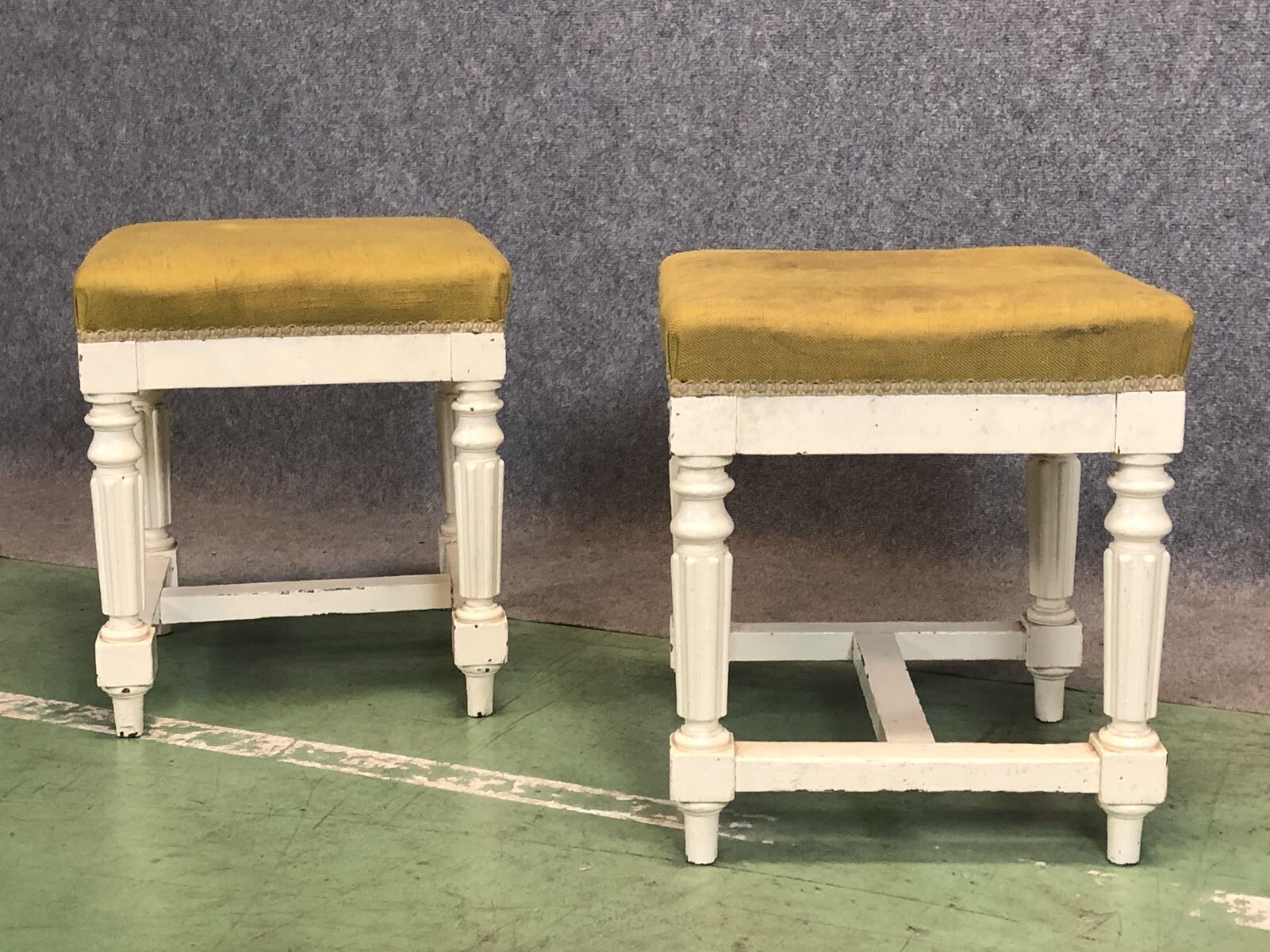 Pair of Louis Philippe stools painted white, late 19th century