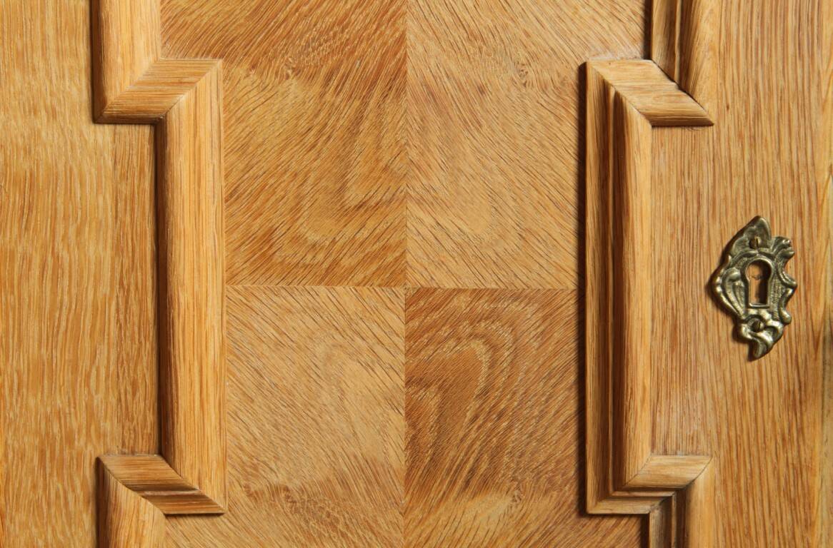 Vintage Danish Chevron Oak Cabinet, Henning Kjærnulf Baroque style, 1960s