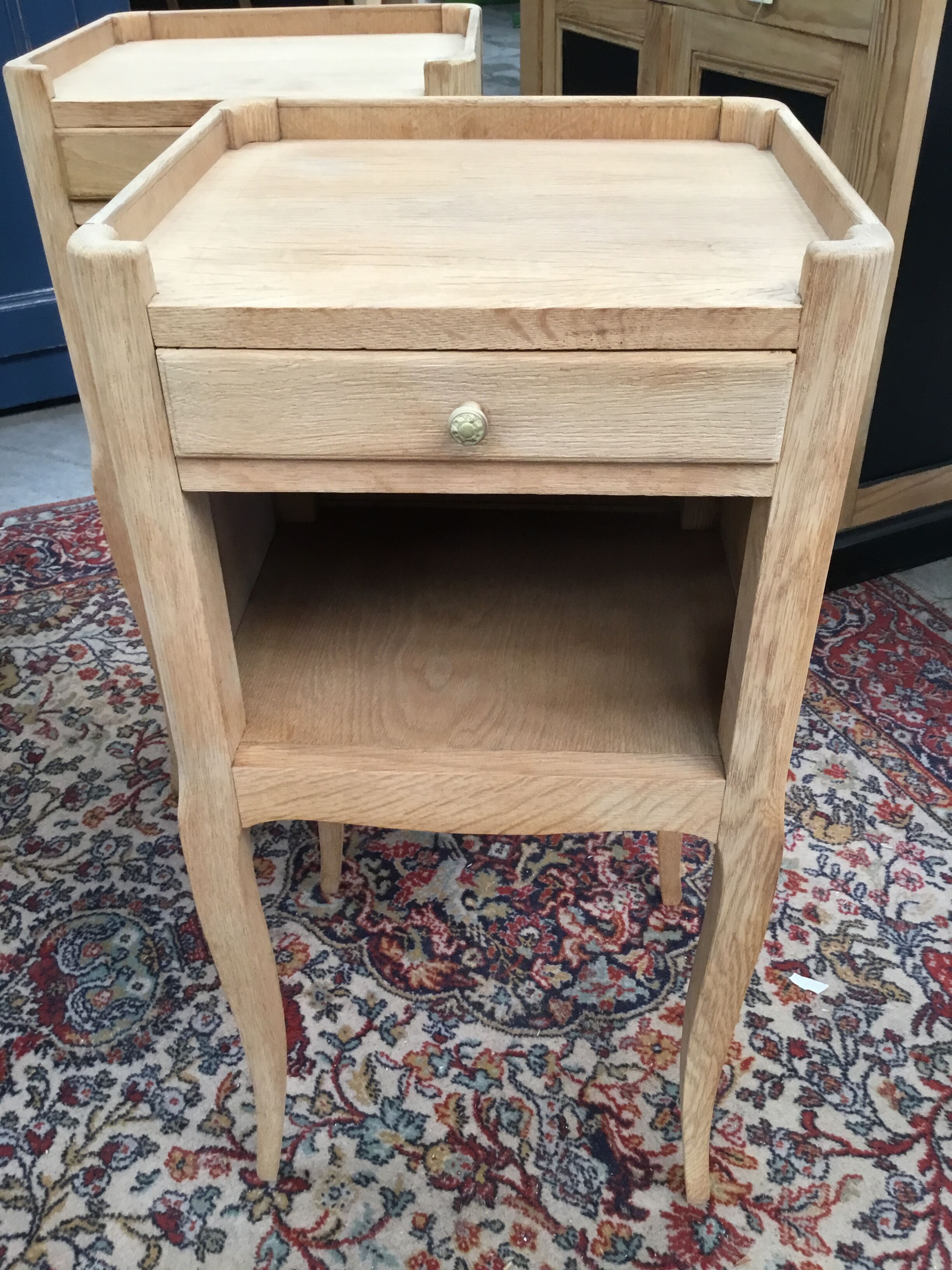 Pair of raw wood bedsides