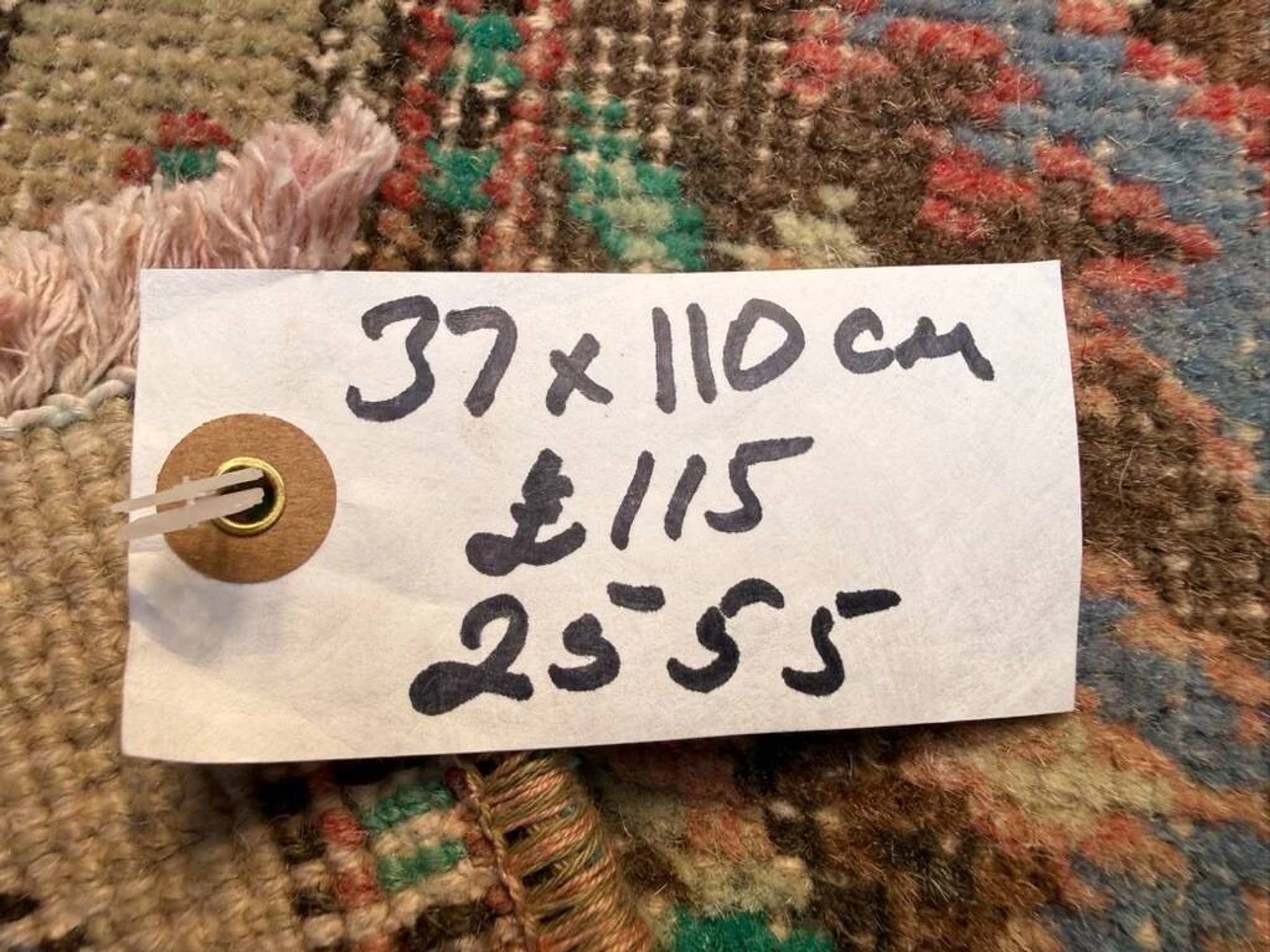 Small vintage Turkish rug 37x110 cm, short runner, shabby, mini carpet 2555