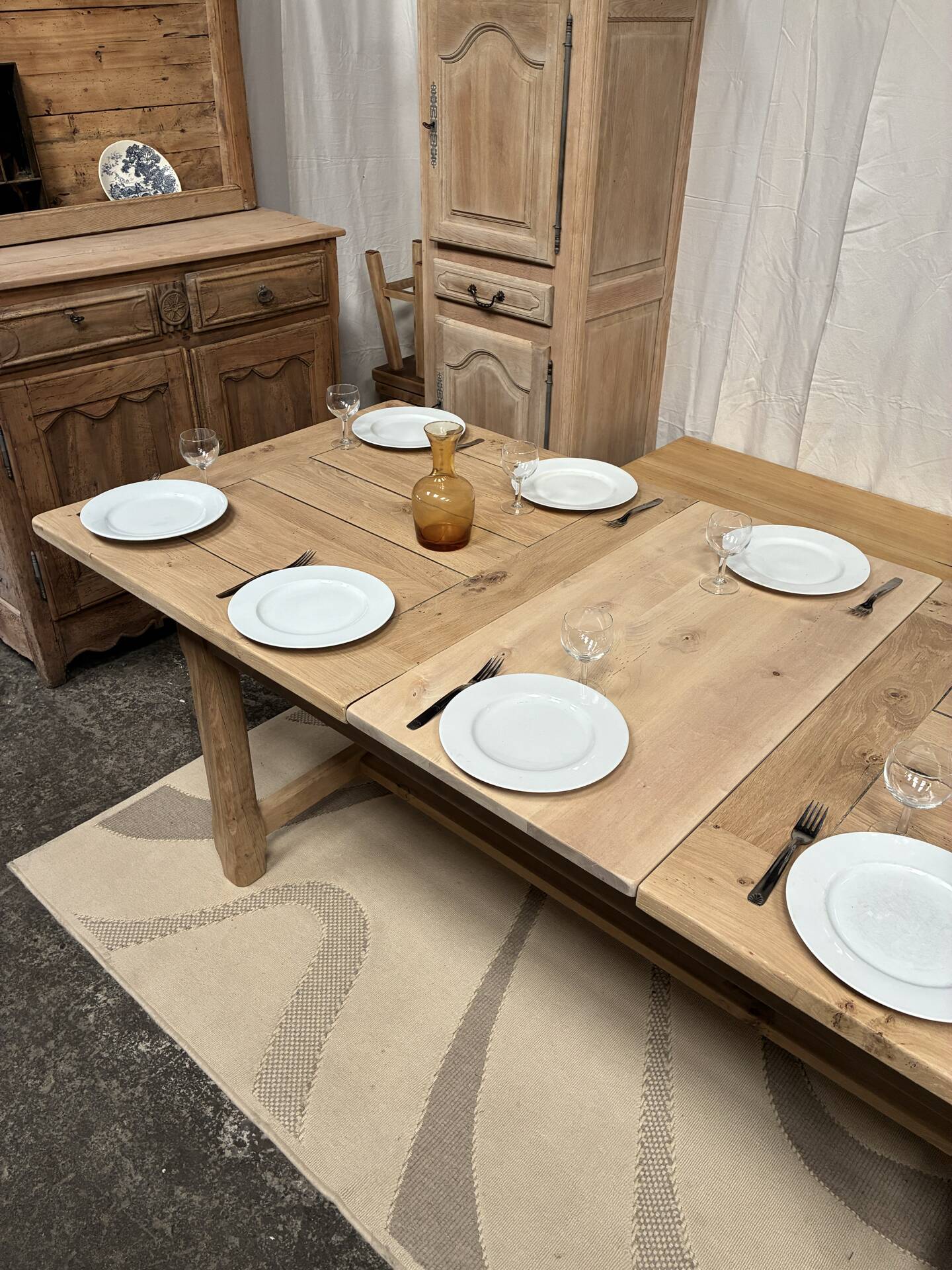 Table de ferme en chêne massif avec rallonge