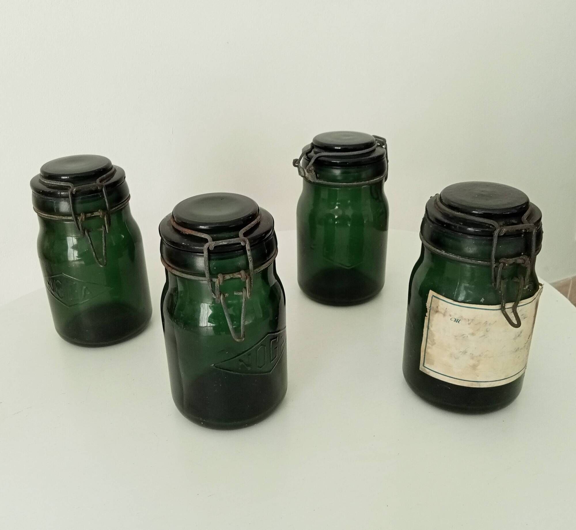Set of 4 old Noga jars from the 30s/40s