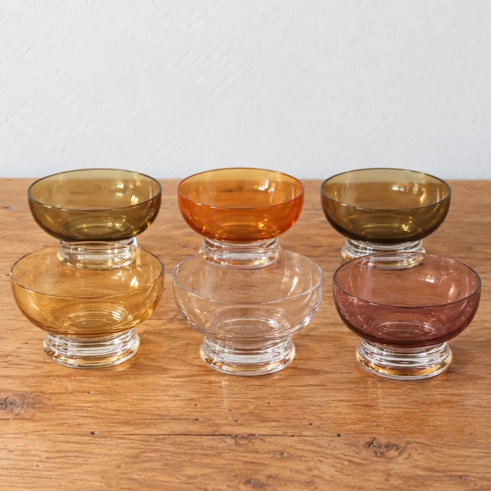 Set of 6 vintage multicoloured glass dessert bowls – 1970s