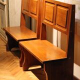 Vintage Italian Modern High Back Bench in Wood, 1950s