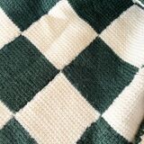 Handmade knitted wool vichy blanket