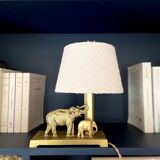 Brass desk lamp "Elephant and its calf", circa 1900