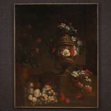 Peinture italienne antique nature morte aux fleurs du XVIIIe siècle