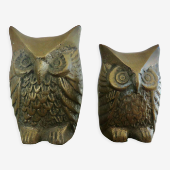 Set of 2 brass owls 60s 70s