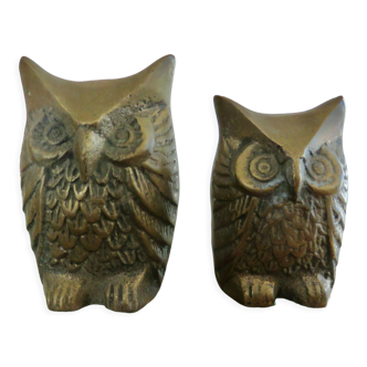 Set of 2 brass owls 60s 70s