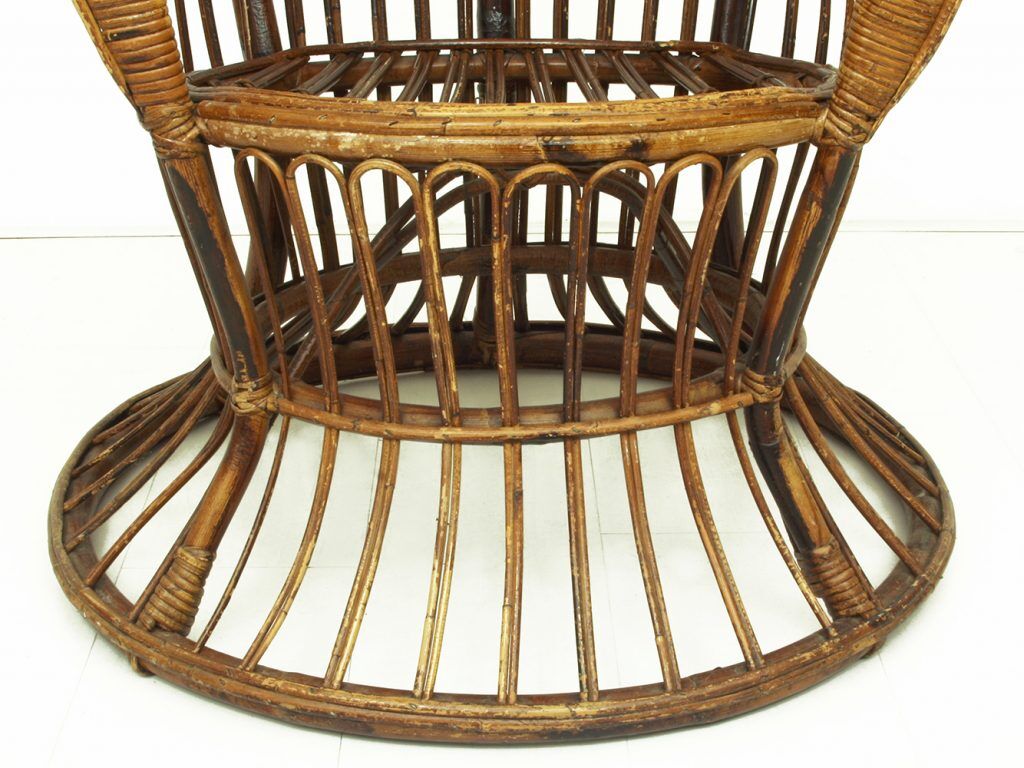 Vintage wicker lounge chair, italian 1950s