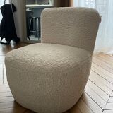 Fauteuil doudou imitation fourrure écru Eve