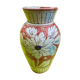 Vase in glazed ceramic decoration of flowers signed below italy - vintage 1950